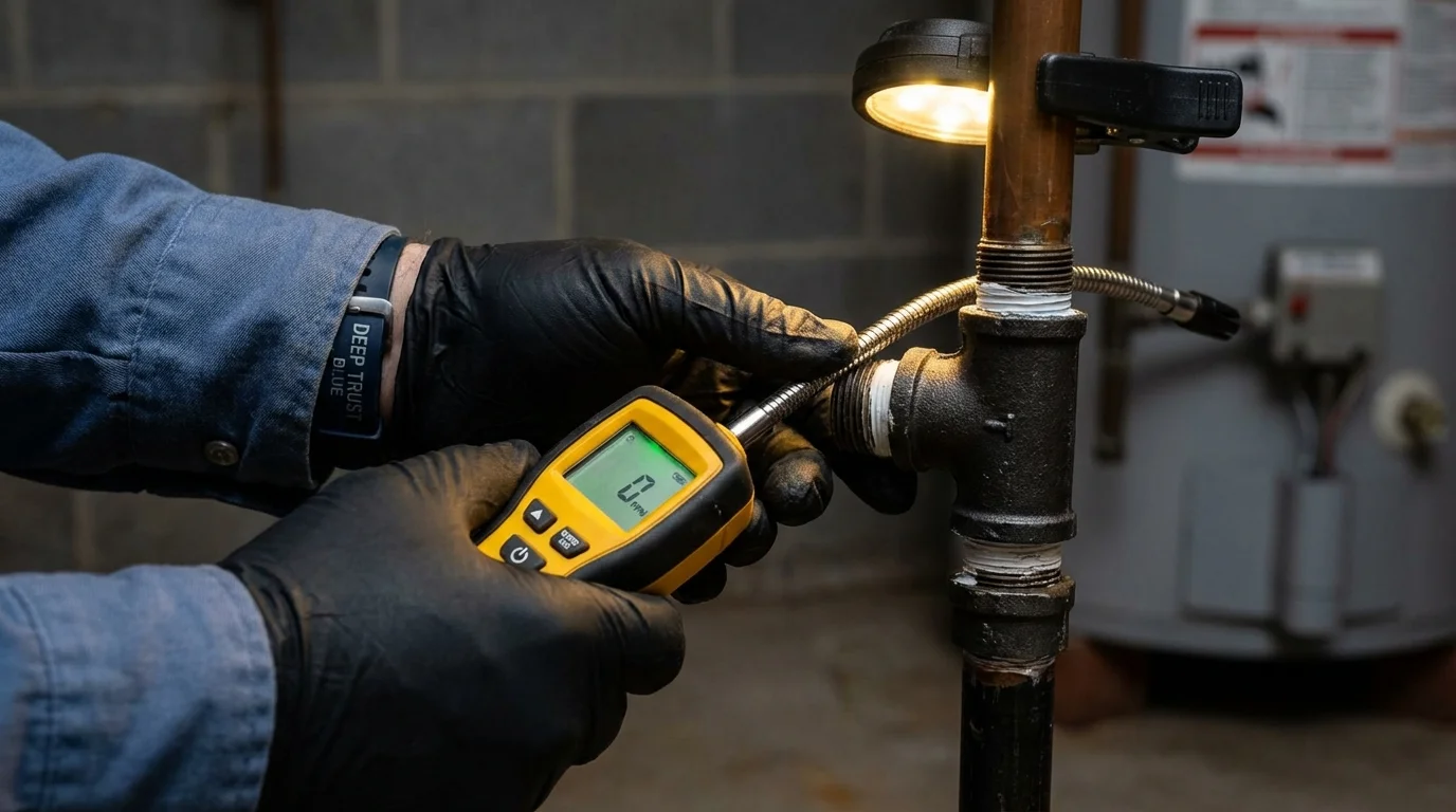 Gas leak detection with electronic sniffer by Johns Plumbing LLC in Palouse