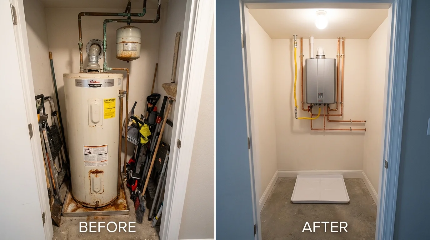 Tank water heater versus wall-mounted tankless unit comparison for Palouse, WA homeowners